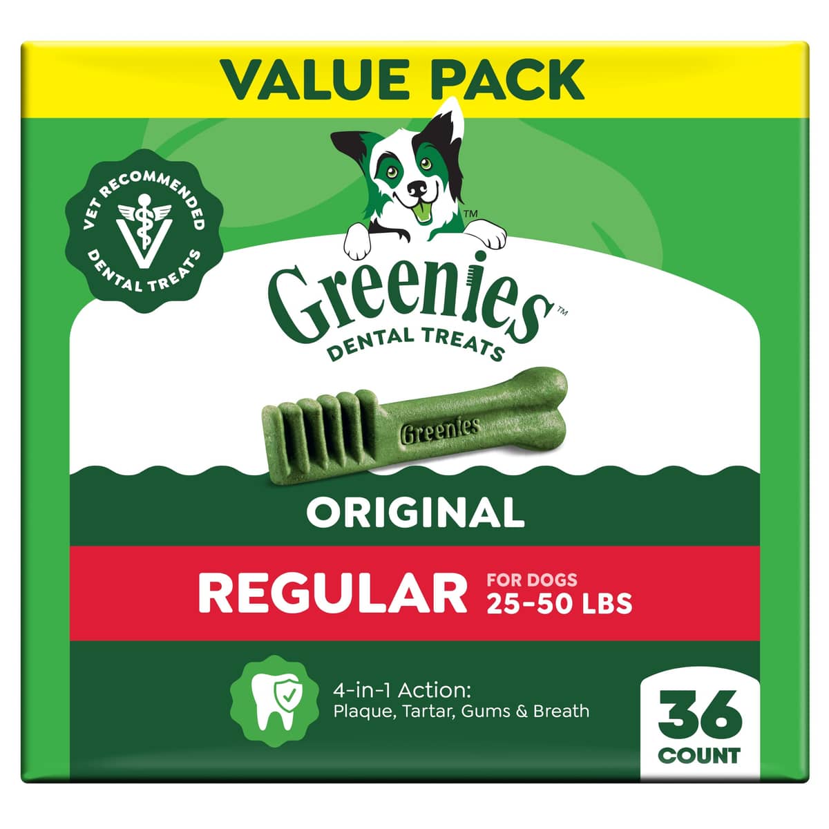 Greenies Original Regular Natural Dental Dog Treats, 36 oz (36 Count)
