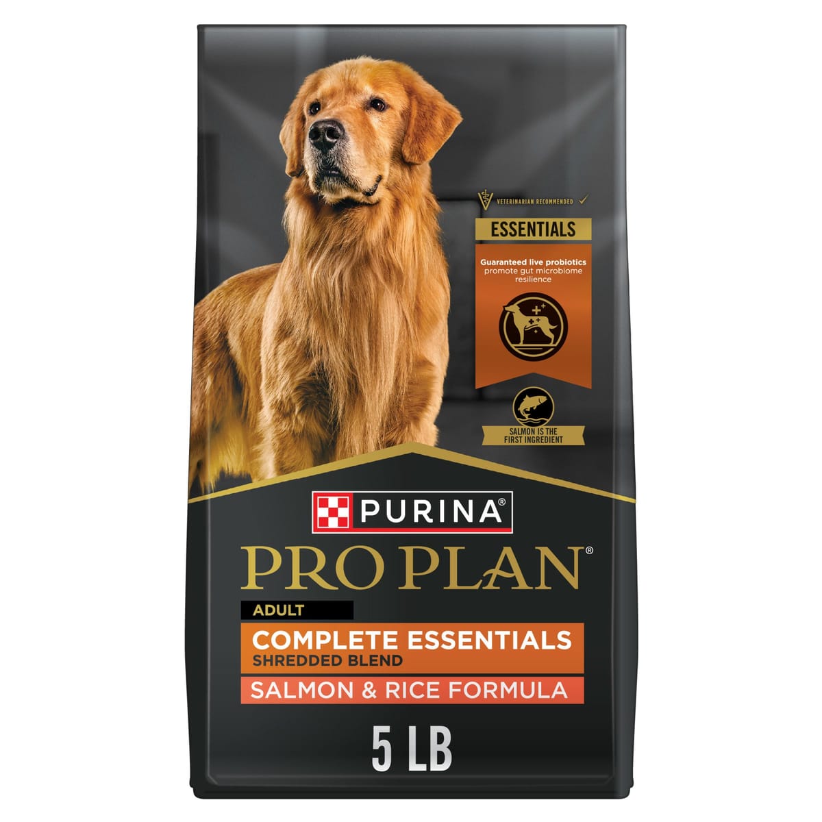 Purina Pro Plan Dry Dog Food, Savor, Shredded Blend Adult Salmon and Rice Formula, 5-Pound Bag, Pack of 1