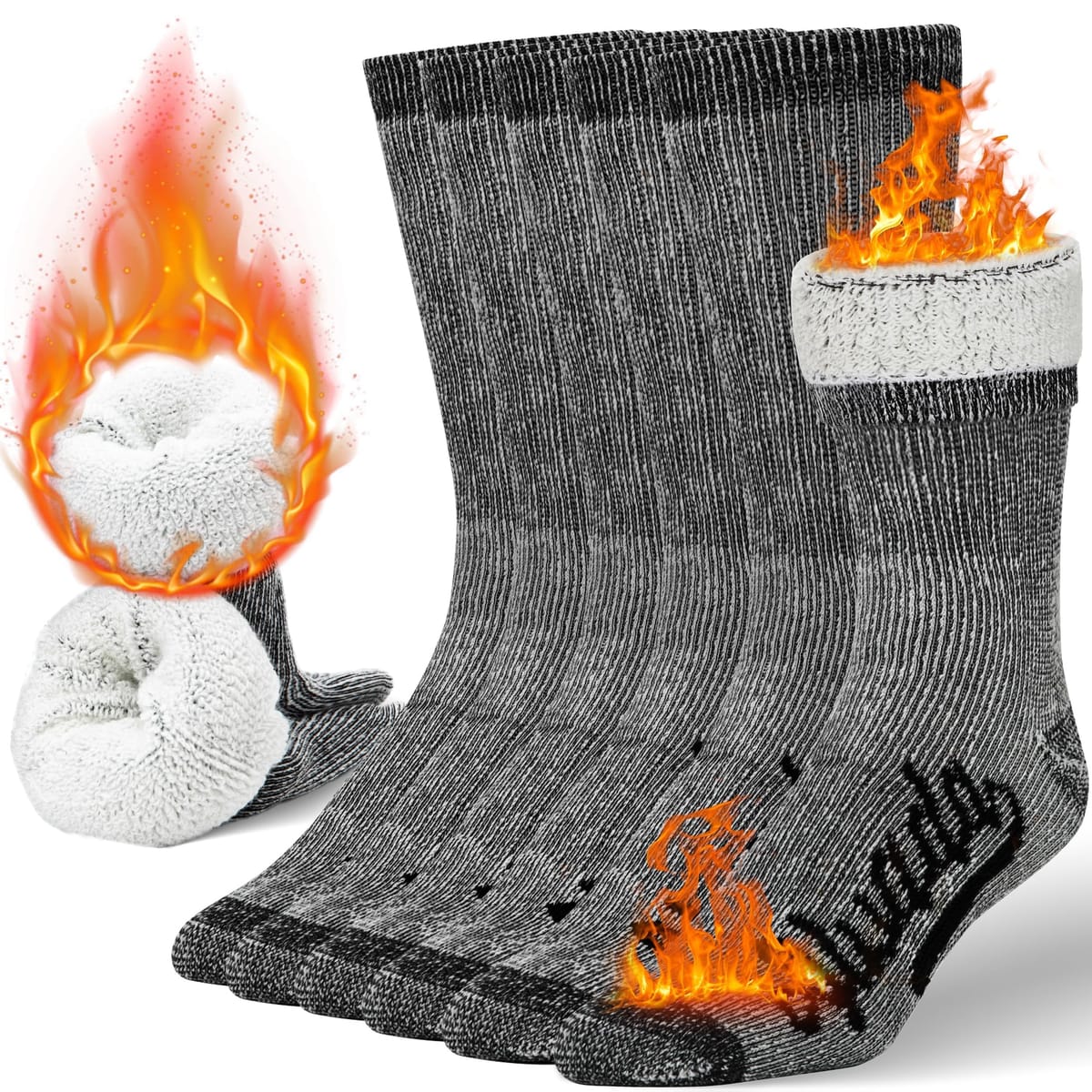 Alvada Merino Wool Hiking Socks Thermal Warm Crew Winter Boot Sock For Men & Women 3 Pairs
